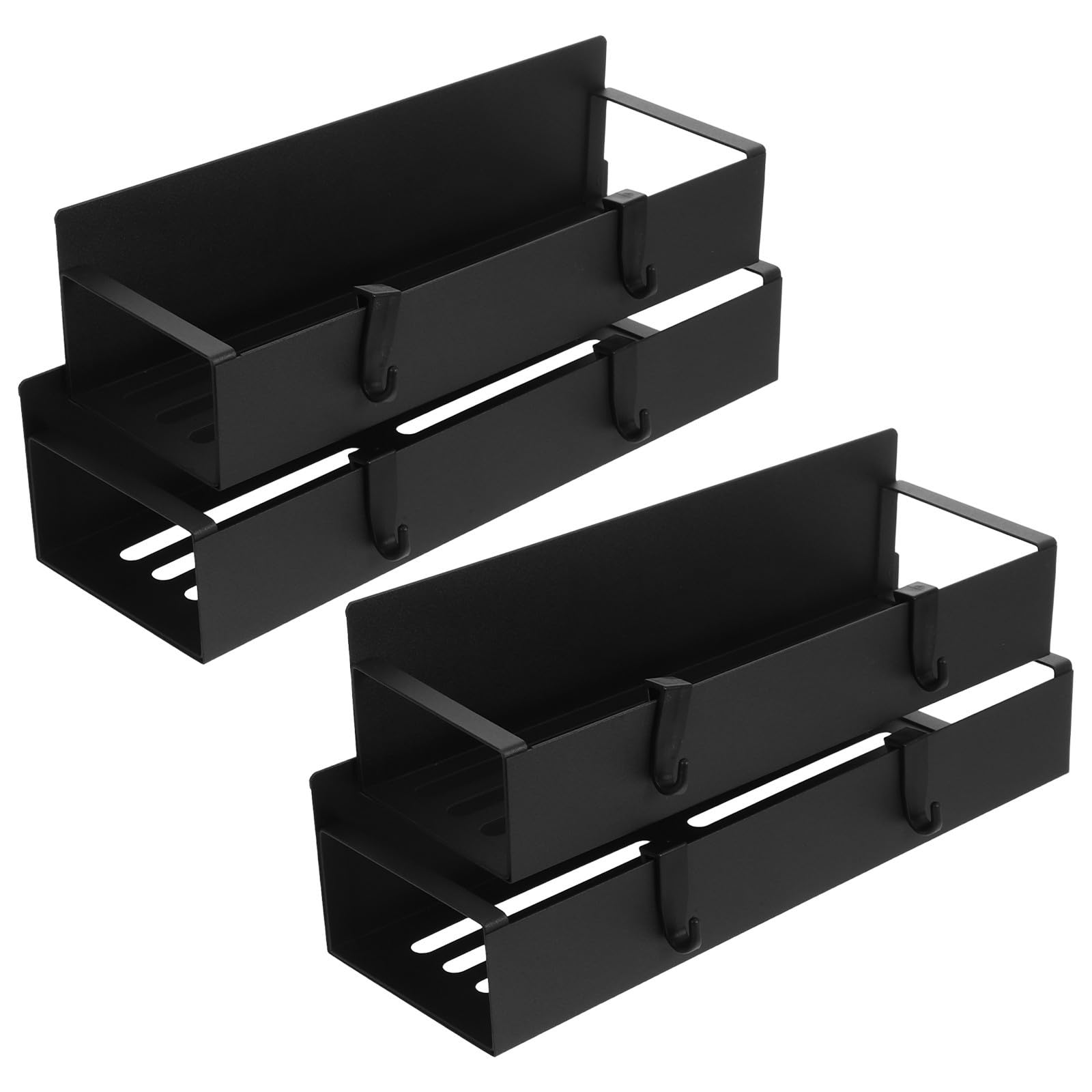 Especieros de pared SHOWERORO de hierro negro, pack de 4 organizadores de rejilla para cocina