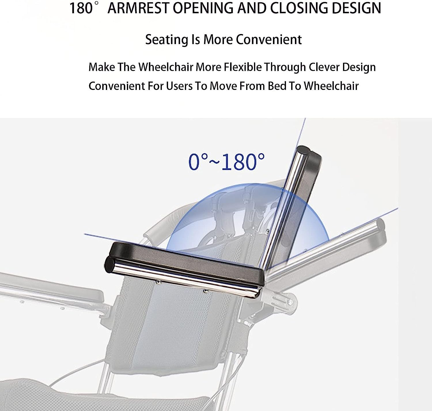 Silla de ruedas plegable portátil con freno de mano, ruedas traseras de 8 ", silla de ruedas de viaje ultraligera con reposabrazos abatible para ancianos