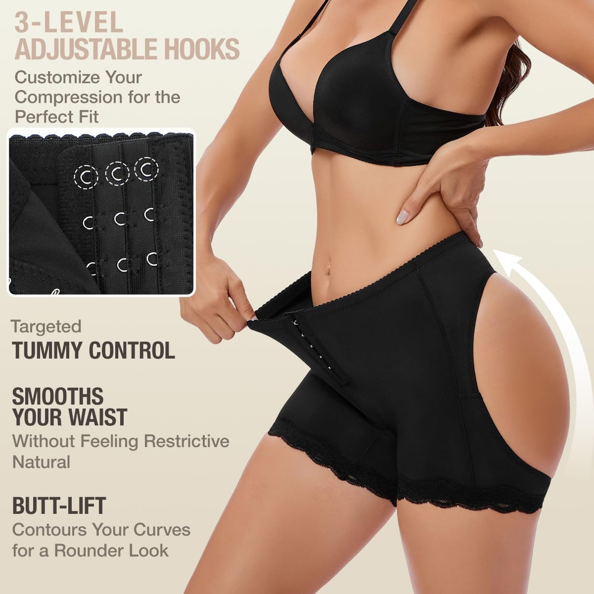Butt Lifter Shapewear Boy Shorts, Adjustable Hip Enhancer Body Shaper Control Panties for Women - Image 2