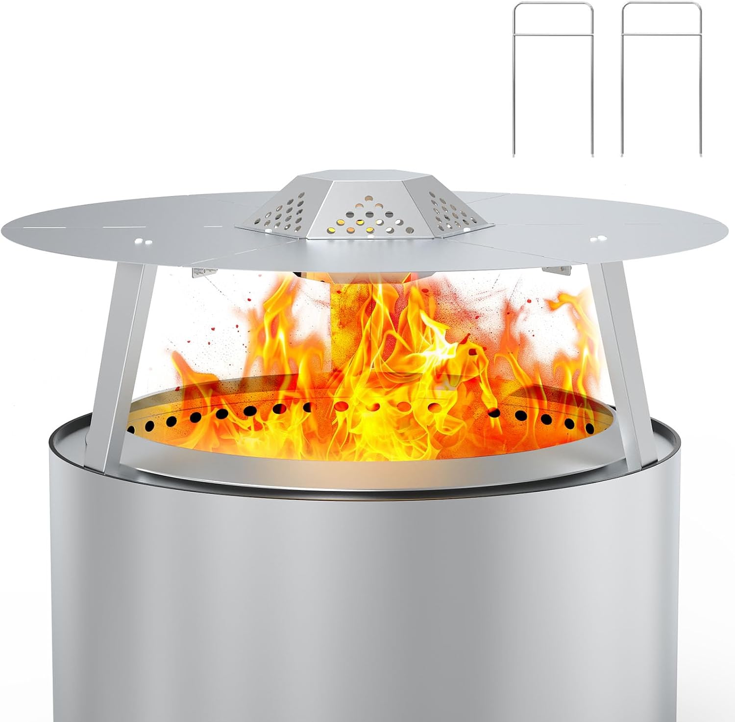 Heat Deflector for Solo Stove 27" Yukon 1.0 2.0 Fire Pit Accessories Stainless Steel 304 Heat Diffuser with Carrying Handle and 3 Support Leg for 27 Inch Other Outdoor Indoor FirePits Accessory