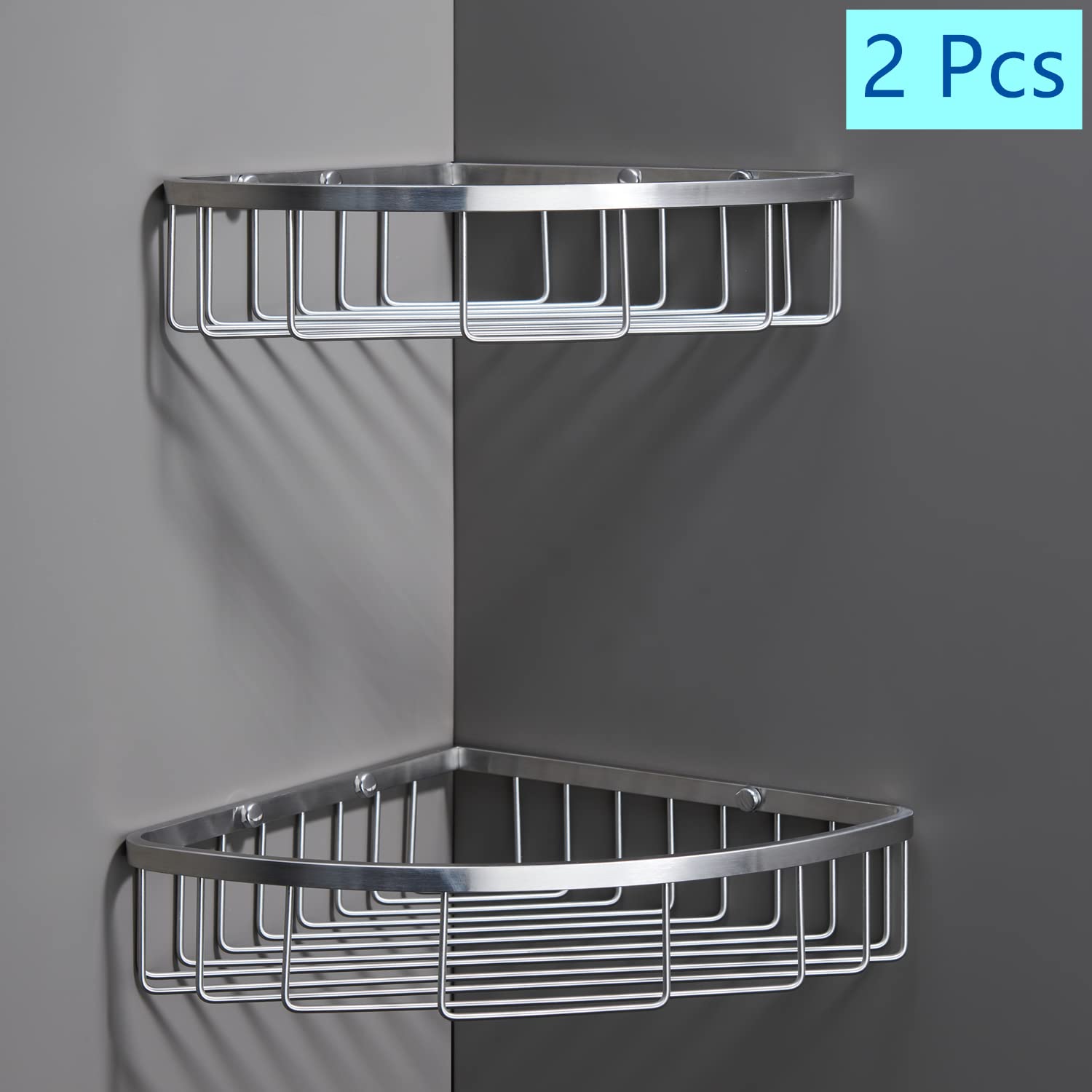 Organizador de esquina para ducha de baño, acero inoxidable SUS304, resistente al óxido, soporte para champú, estante de almacenamiento montado en la pared para baño, cocina, 2 paquetes de