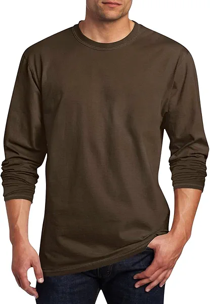 Long Sleeve Shirts for Men Big and Tall Crewneck Solid Basic Tee Workout Athletic Gym Running Tshirt Casual Mens Tops Camisas Para Hombre