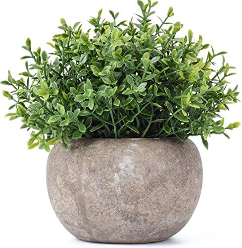 Kumii Artificial Plastic Lucky Clover Potted Plant Mini Topiary Plants for Office Desk Living Room Decoration (Green Leaf Clover)