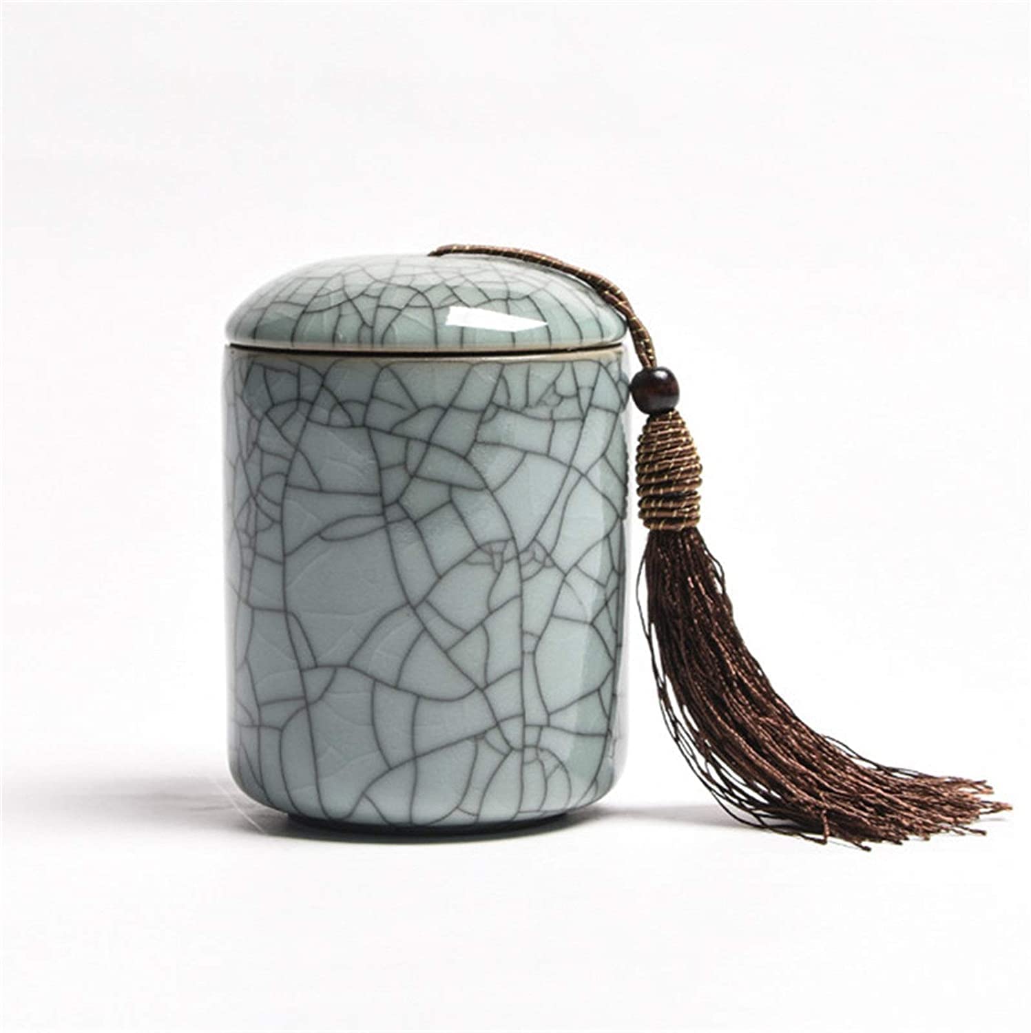 SBZIOJHDR ceramic tea jar, Ceramic Tea Jar,Jars Containers,Kitchen Food Storage Canister,Celadon Caddy Small Creative for(Grey)