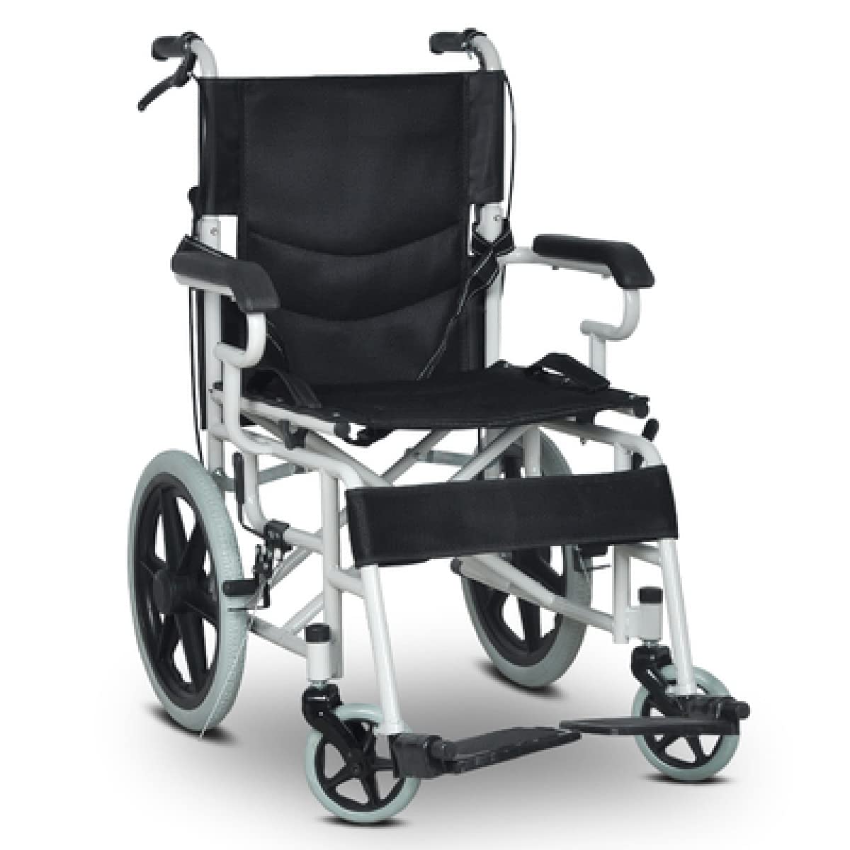 SXSLTSA Folding Travel Household Mobile Portable Wheelchair Attendant-Propelled Travel Chair with Foldable Backrest and Footrests for Elderly and Handicapped (Black)
