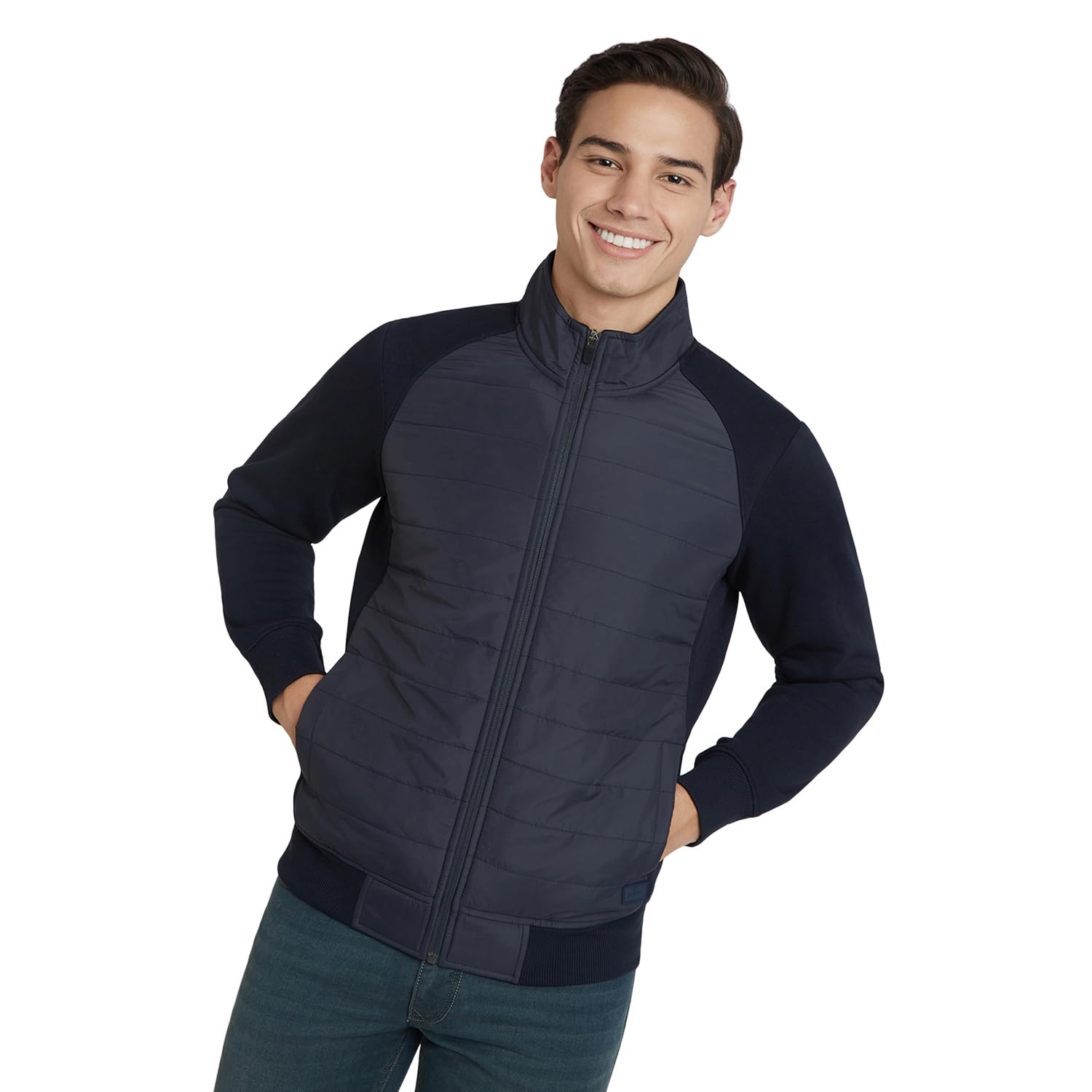 parx Men Regular Fit Cut & Sew Pattern Cotton Polyester Blend Full Sleeve High Neck Casual Sweatshirt-picture-30