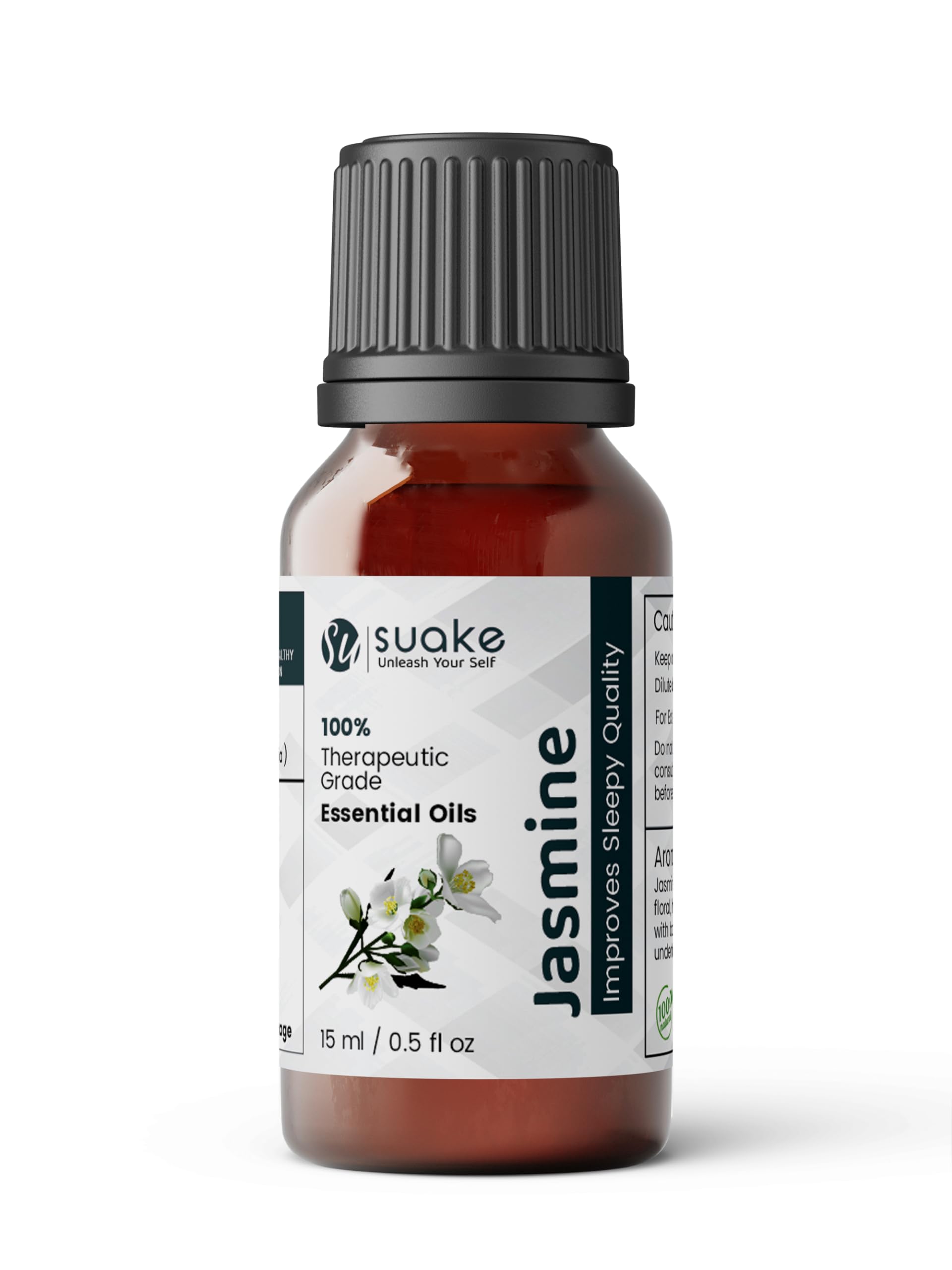 SUAKE Essential Oils for Skin, Hair, Face, Acne Care, Diffuser 100% Pure, Natural and Undiluted Therapeutic Grade Essential Oil (Jasmine)