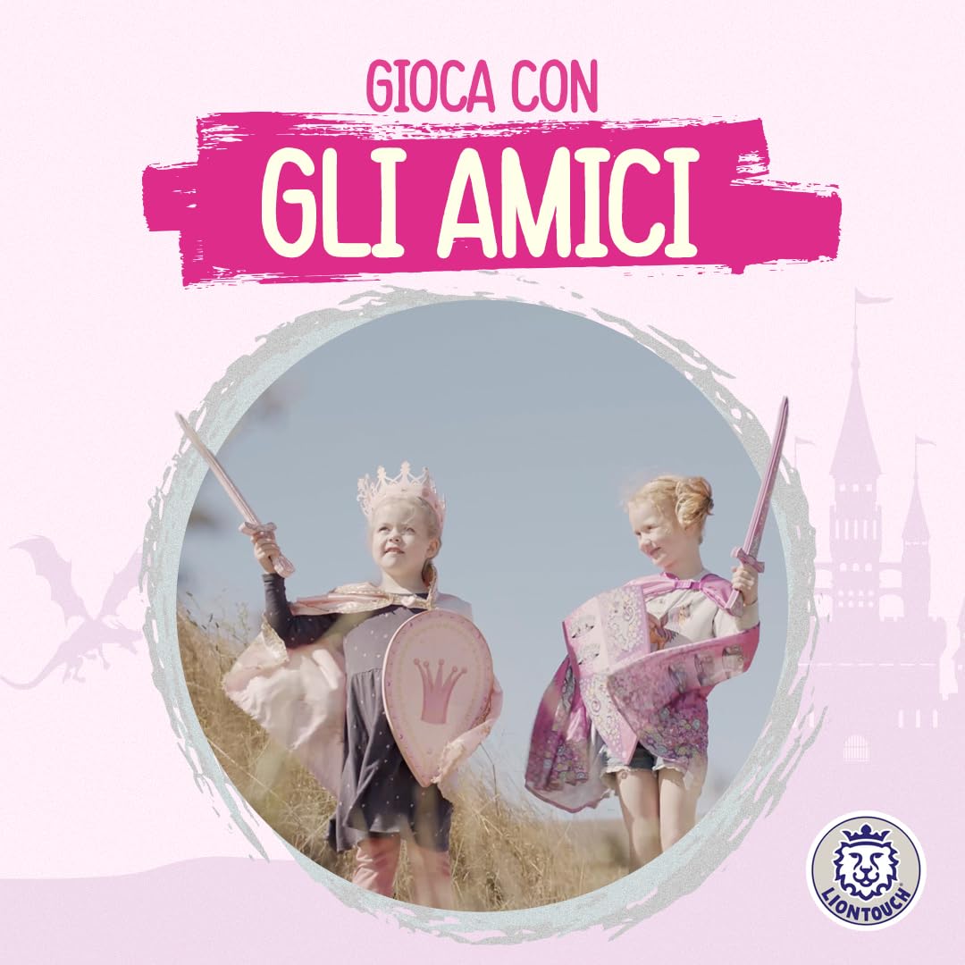 Liontouch - Corona da Regina Rosa per Ragazze | età 3-8 - Misura Regolabile | Accessorio per Giochi di Ruolo, Travestimenti, Costumi Regali, Abiti a Tema per Bimbe | Realizzata in Gommapiuma Durevole