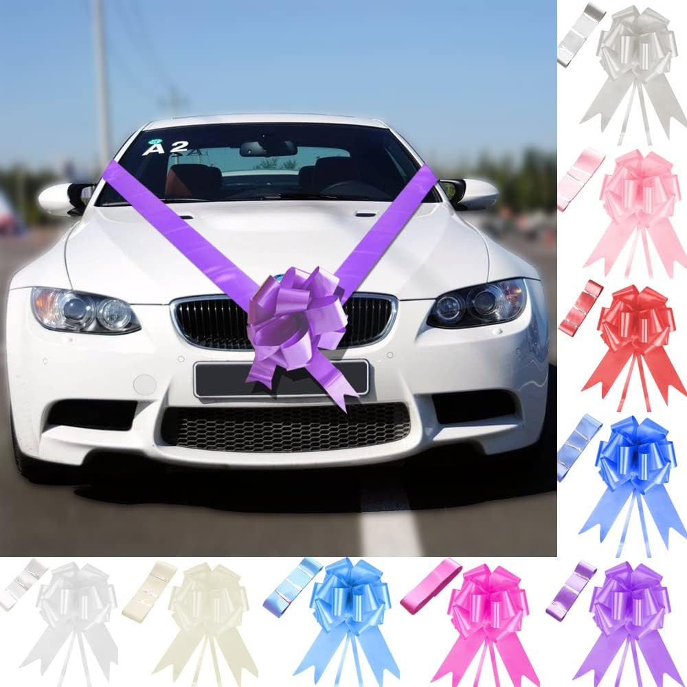 Wedding Car Decoration Purple Ribbon Set 3 Bows + 7M (Purple)