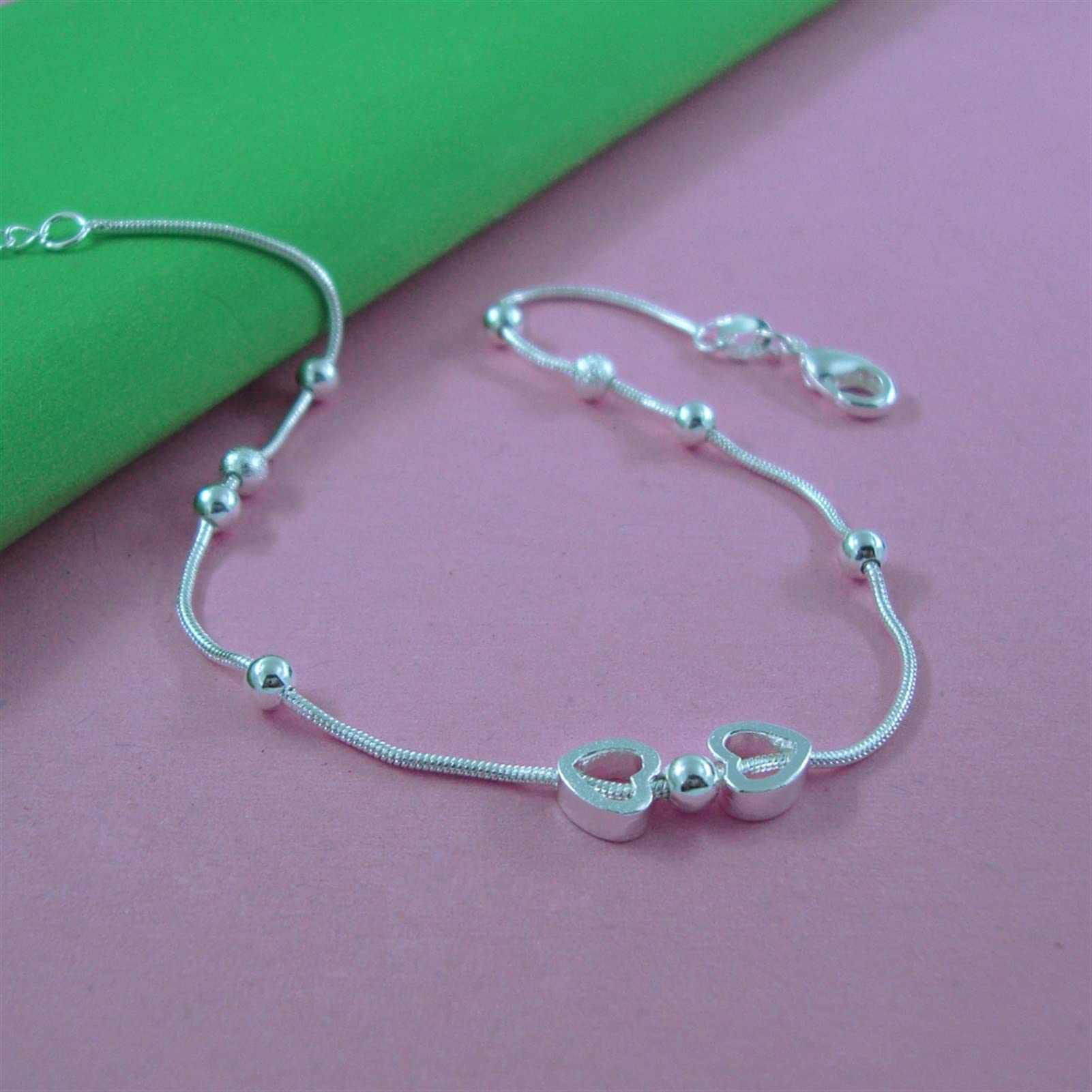 Braccialetti alla caviglia Cavigliera con ciondolo Argento sterling 925 Semplice catena di serpente Cavigliere Piede da spiaggia 25 cm Bracciale Donna Gioielli Cavigliere da donna