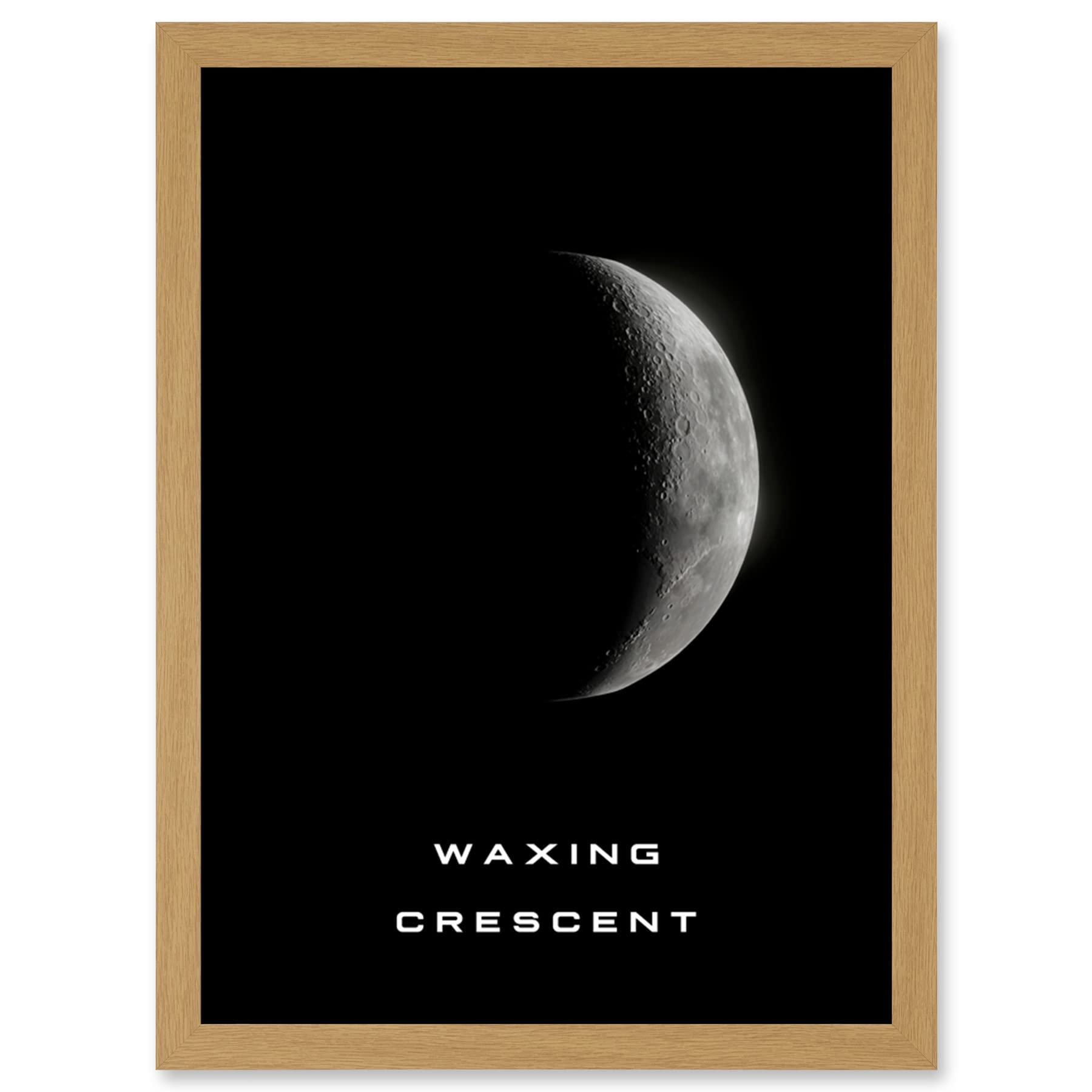 Phases of the Moon Waxing Crescent Lunar Space Poster Artwork Framed Wall Art Print - A4 - Artery8