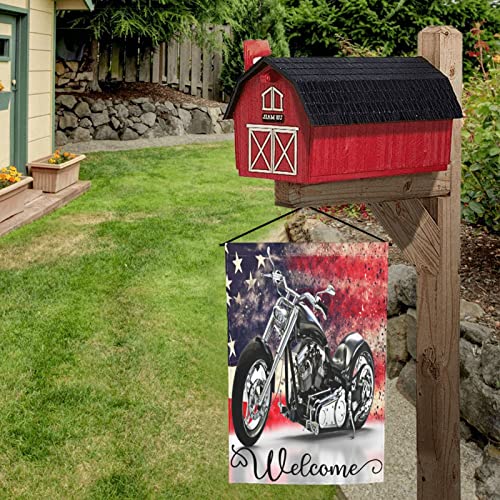 Garden Flags Watercolor Motorcycle With American Flag Design Premium Yard Flag Holiday Party Flag Outdoor Farmhouse Decor Home Porch Flags 12 X 18 Inch #TOP3