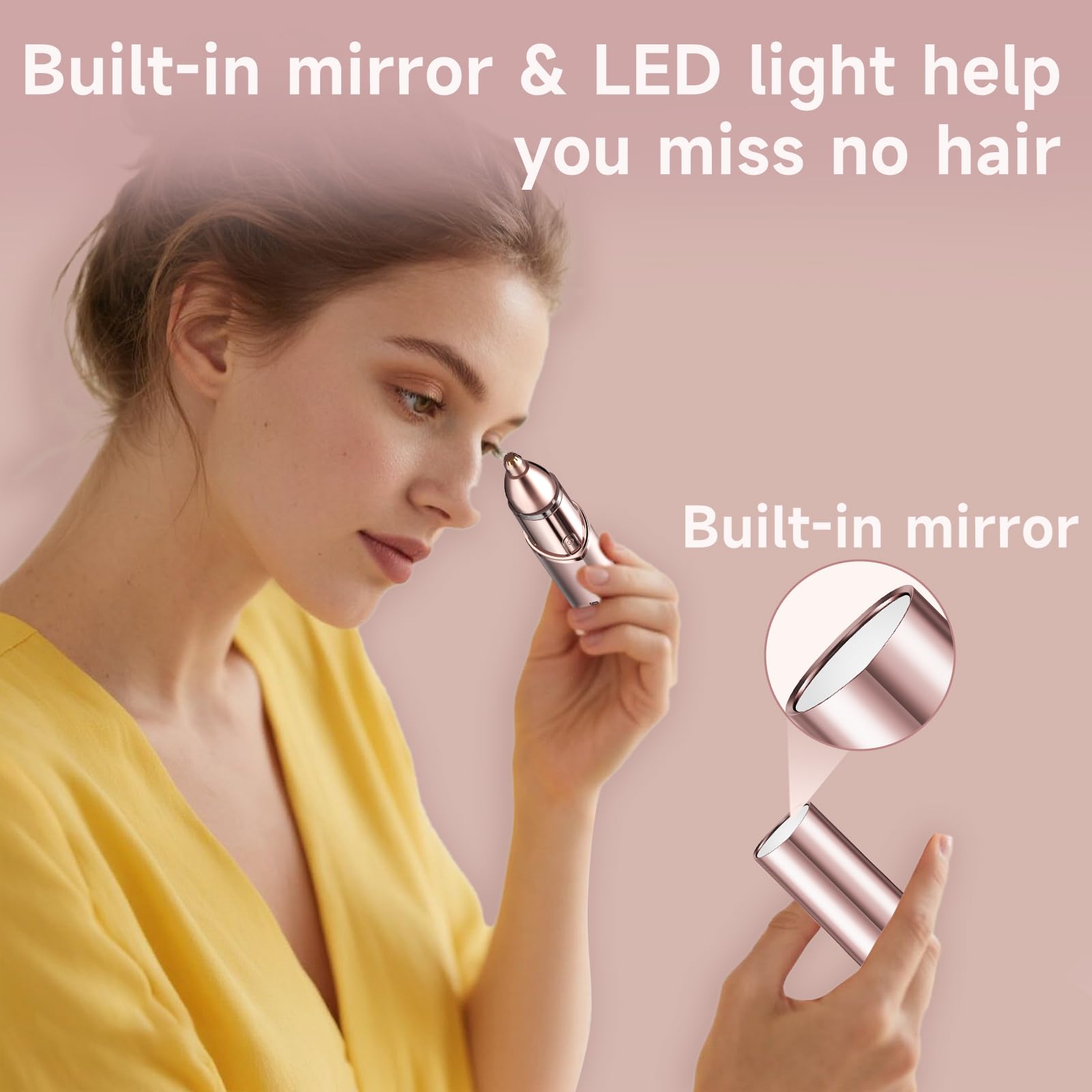Gurelax Removedor de vello facial, peluquero personal para mujeres (lujo 2025 2 en 1), suave y rápido, recortador facial eléctrico de cejas para barbilla, labios, cara, nariz