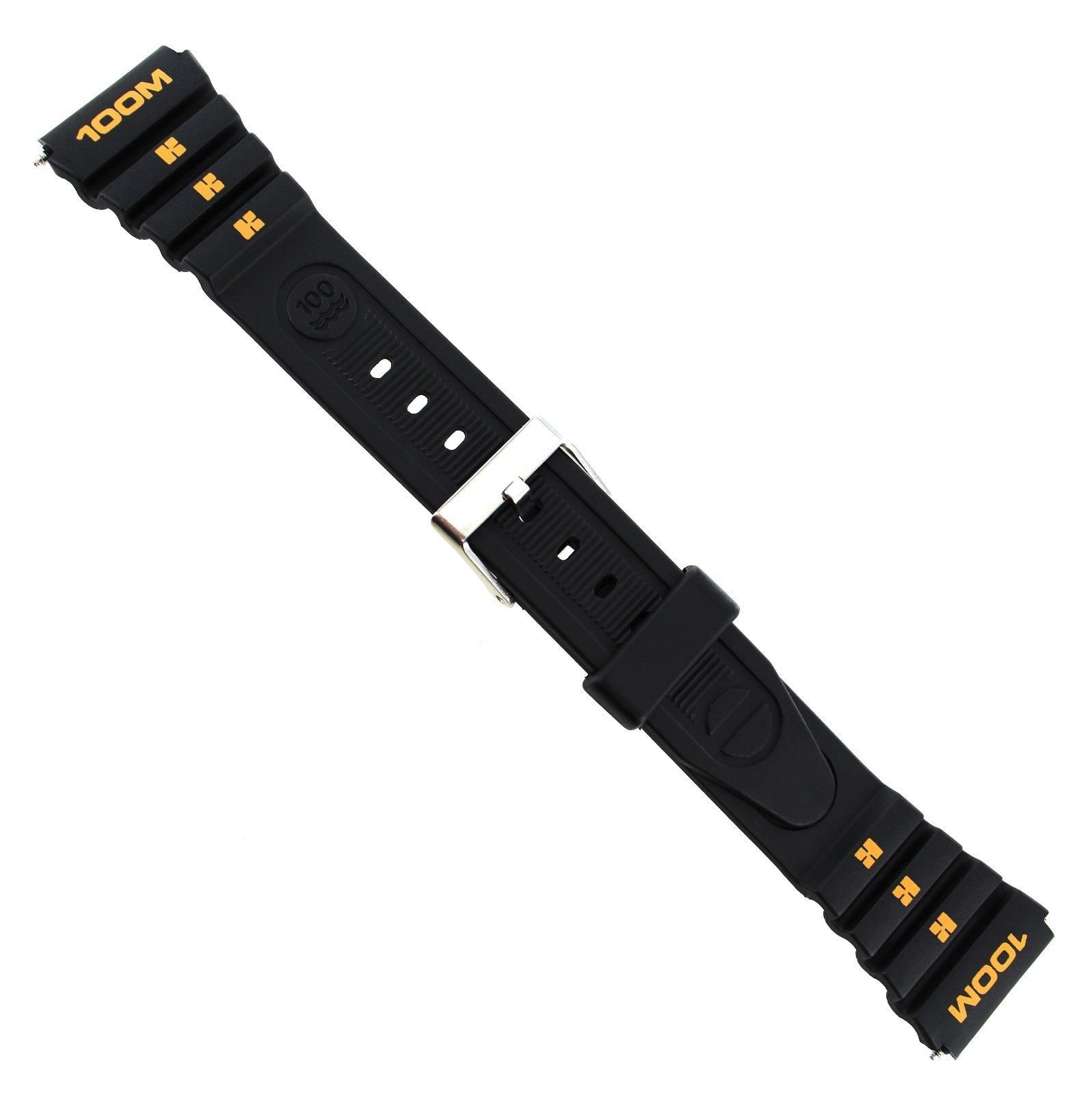 19mm Flex-On Black Orange 100M Rubber Fits Ironman Watch Band BUY 1 GET 3 FREE