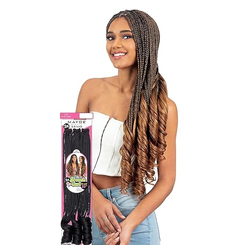 Miniatura 3 de Mayde Beauty Trenza de ganchillo 3 trenzas de rizo francés de 22 pulgadas (paquete de 5, 1B)
