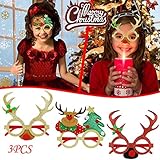 Material: Stoff + Kunststoff. HWTOP Weihnachtsbrille Rahmen Cartoon Stereo Weihnachten Glasrahmen Brillengestelle Erwachsene und Kinder Dekoration Weihnachtsgeweih Santa Dekoration Gläser, 3pcs Mehrfarbig1