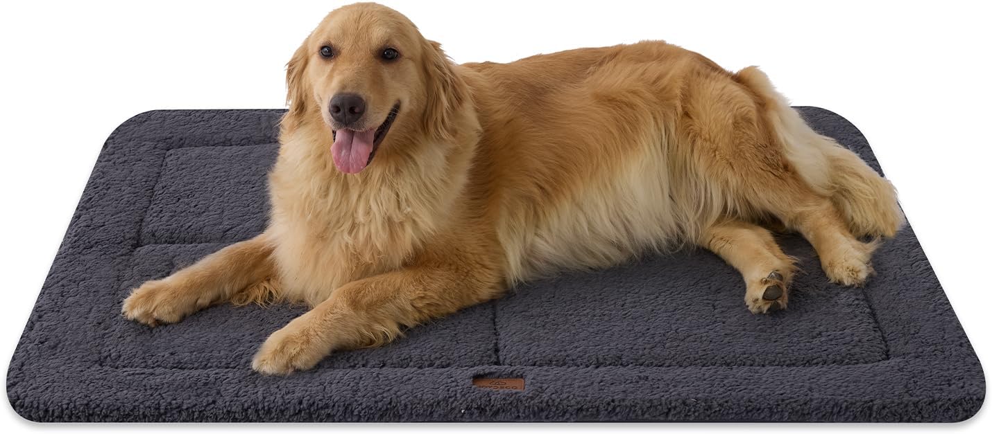 Reversible Washable Dog Crate Mat – Soft Fleece Bed Pad, 44″x32″ Reversible Washable Dog Crate Mat – Soft Fleece Bed Pad, 44″x32″