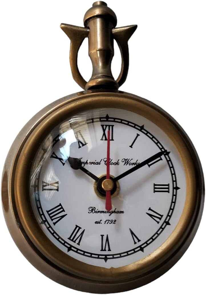 10-inch Moon Stand Table Clock for Living Room and Office, with a Brass Antique Finish by Antique New Simple Look.VintiquE