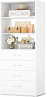 Aheaplus 21.3" Wooden Closet Organizer with 4 Drawers - Modular Storage System for Walk-in Closets & Bookshelves, White
