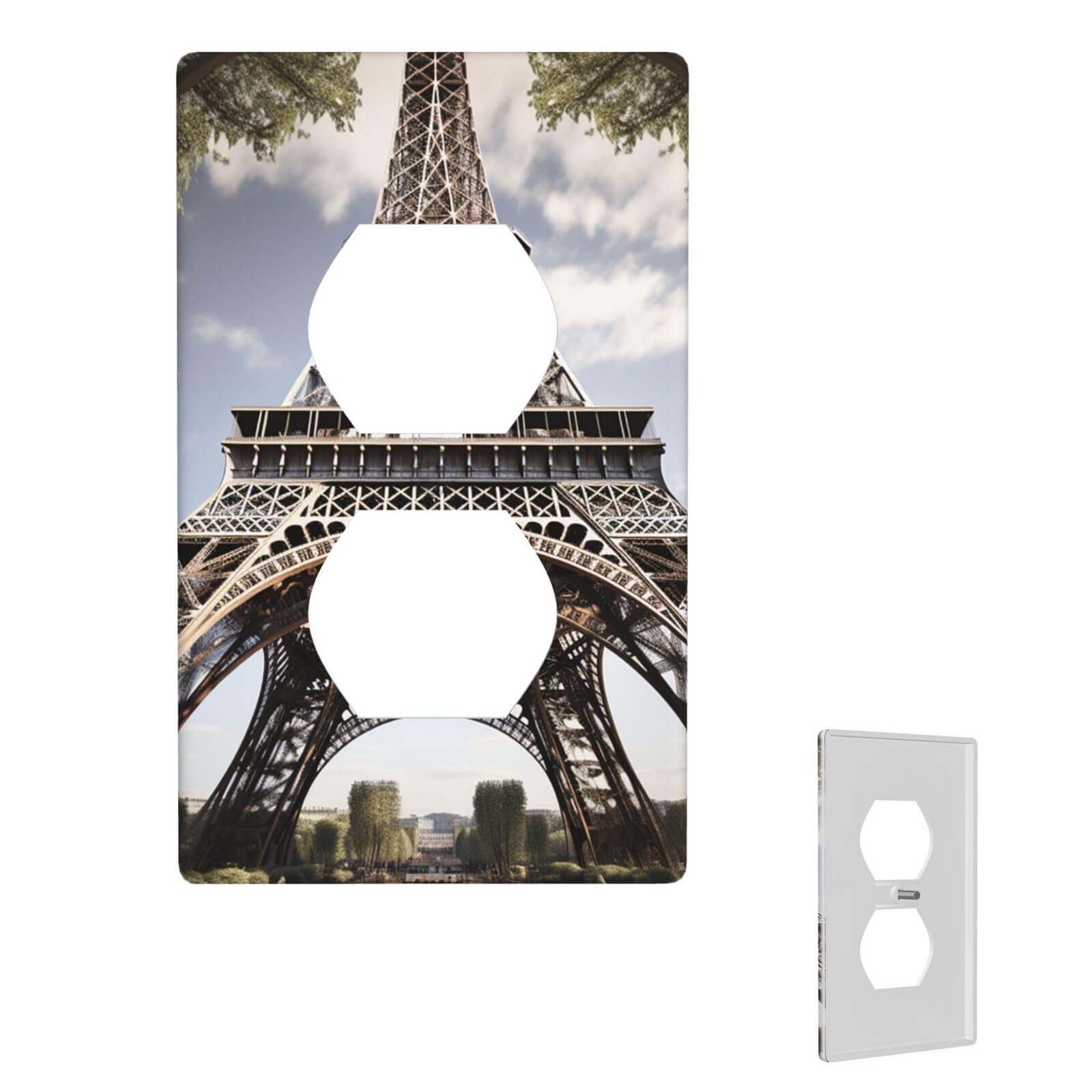 1-Gang Decorator Wall Plate Eiffel Tower Light Switch Cover Single Gang Receptacle Wall Plate Standard Size 4.5" x 2.76" Wallplate Unbreakable Polycarbonate Outlet Faceplates Cover
