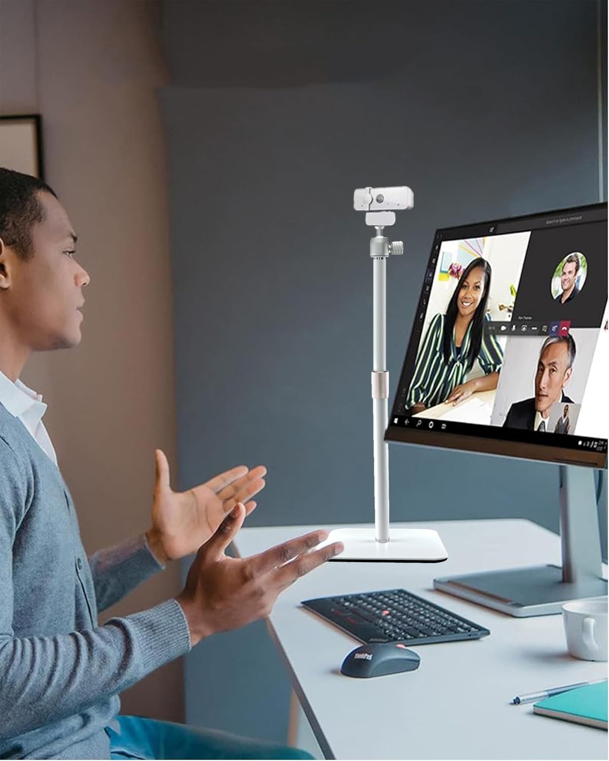 Support magnétique pour webcam Logitech Brio 100, Brio 300, Brio 500, C270, C310, StreamCam et OBSBOT insta360 Blanc