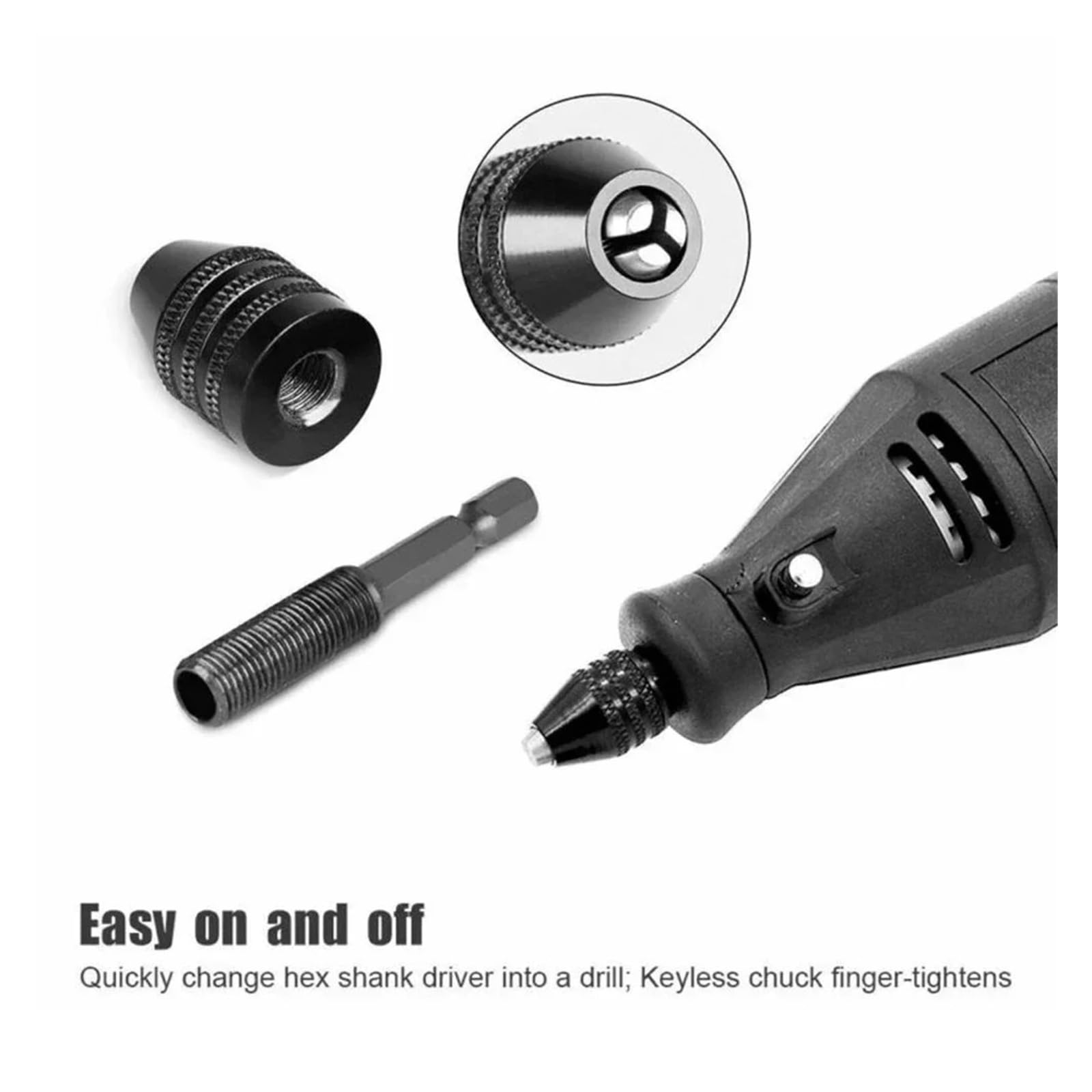 Bezkluczowy mini uchwyt wiertarski 0,3-8 mm samozaciskowy wiertło elektryczne narzędzie z tuleją zaciskową do sterowników z chwytem sześciokątnym 1/4 "(0.3-6.5mm)