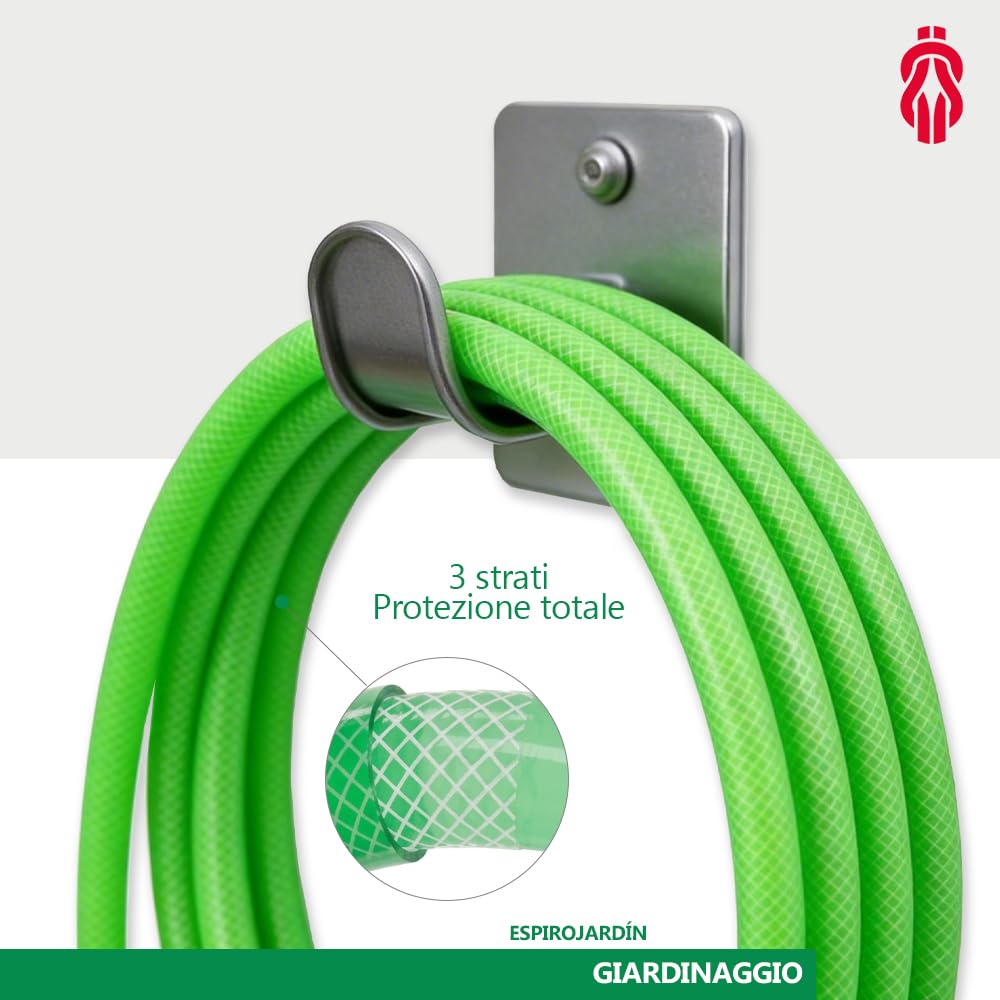 ESPIROFLEX Tubo da Giardino in PVC Rivestito in Plastica, lungo 25 metri (3/4"), per Irrigazione Domestica e uso Alimentare | Tubo Elastico e Flessibile Rinforzato con rete in poliestere | Modello Mal