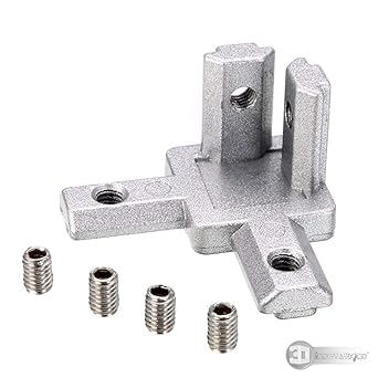 3DINNOVATIONS 2020 Series 3-Way End Corner Bracket Connector, with Screws for Standard 6mm T Slot Aluminum Extrusion Profile (pack of 2 pcs)