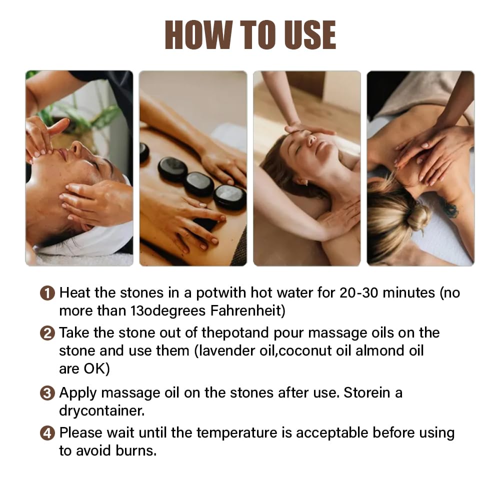 Set de Piedras Calientes Esenciales para Masajes, 8 Piedras Volcánicas para Spa Profesional o Doméstico, Calentador de Pies para Relajación Profunda