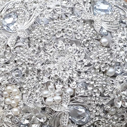 Image of MaxxCloud Luxury Gatsby-Inspired Vintage Wedding Golden Brooch Bouquets Handmade Sliver Bling Glam Wedding Bridal Bouquet