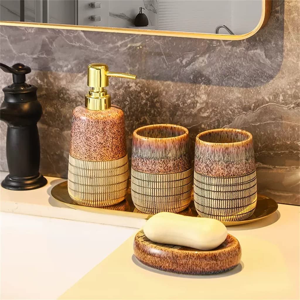 Pięcioczęściowy zestaw kosmetyków łazienkowych, Ceramiczny zestaw do mycia łazienki, 5 elementów, artykuły łazienkowe, kubek płukania ust, kubków szczoteczki zębów