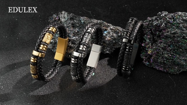 Pulsera Vikinga para Hombre en Acero Inoxidable y Cuero miniatura 7