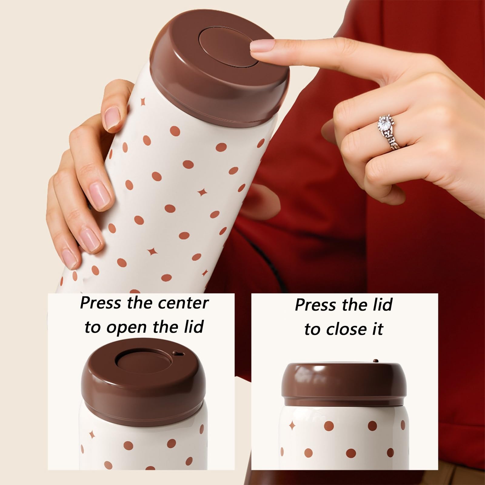320ml / 11oz, Taza Termo, Vaso Cafe Termico, Sellada y A Prueba de Fugas, Ligera y Portátil, El Regalo para Mujeres(Yellow)