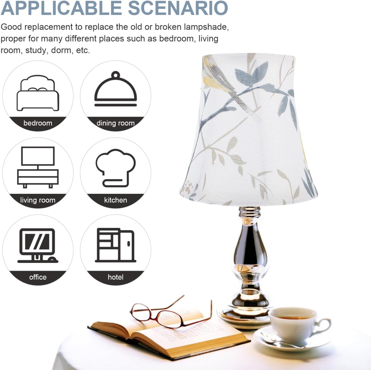 DOITOOL Fabric Lampshade 5.90 Inch Table Lamp Shade Light Cover for E27 Base Bedside Desk and Floor Lamps Simple Delicate Design for Home and Office