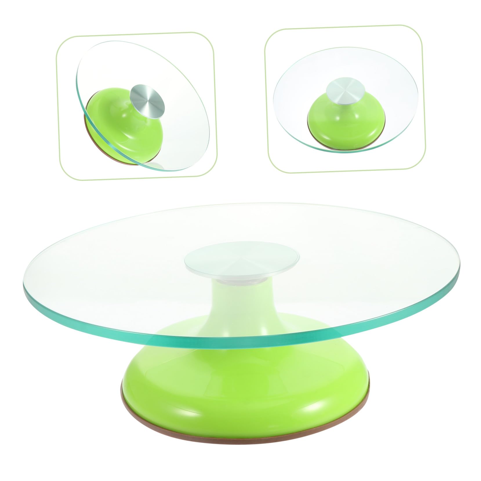 Drehbare Tortenplatte aus Gehärtetem Glas Grün Glatte Oberfläche Leicht zu Reinigen Sicheres Backzubehör für Kuchen Dekoration und Handarbeit für Küche und Bäckerei