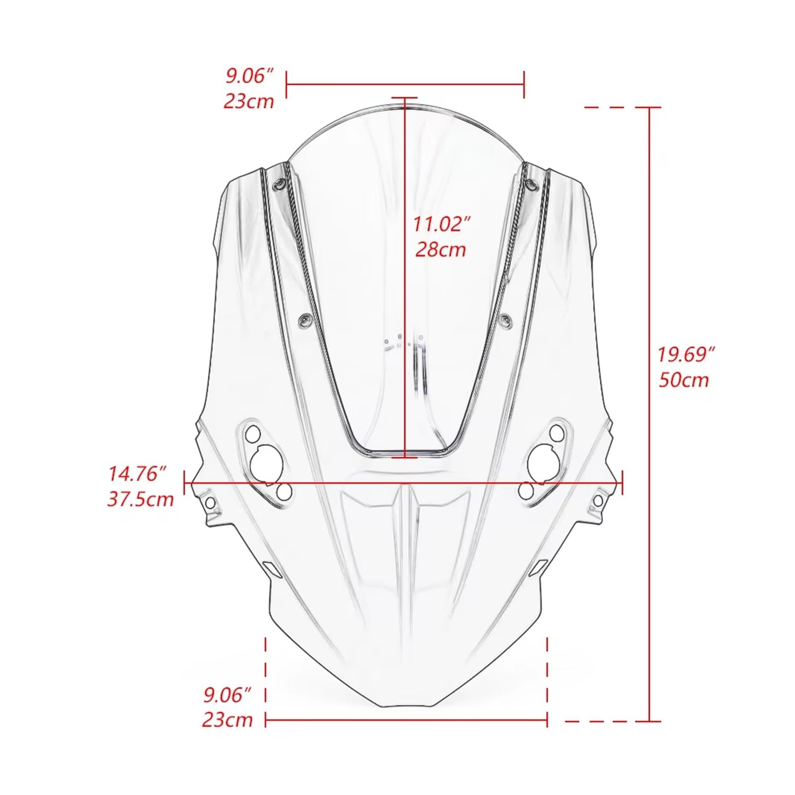 Cupolino moto Parabrezza Rialzato Carenatura Combinata Allargata | Per CFMOTO 675SR 675SS R 2024-2026 spoiler carenatura deflettore(Nero)