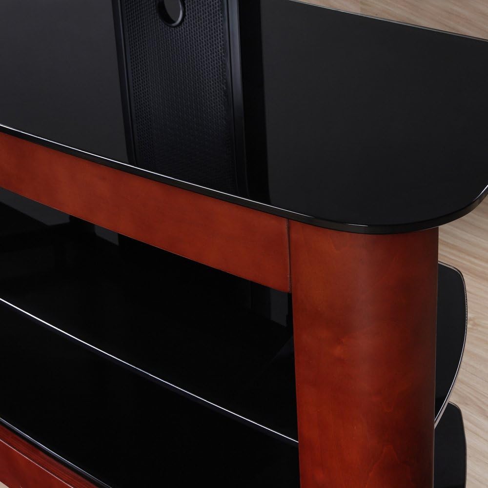 Walker Edison 42-Inch 4-in-1 TV Stand with Removable Mount, Cherry/Black