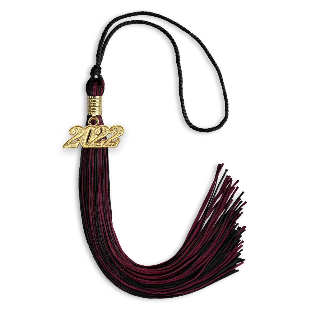 Endea Graduation Mixed Double Color Tassel with Gold Date Drop (Black/Maroon, 2022)