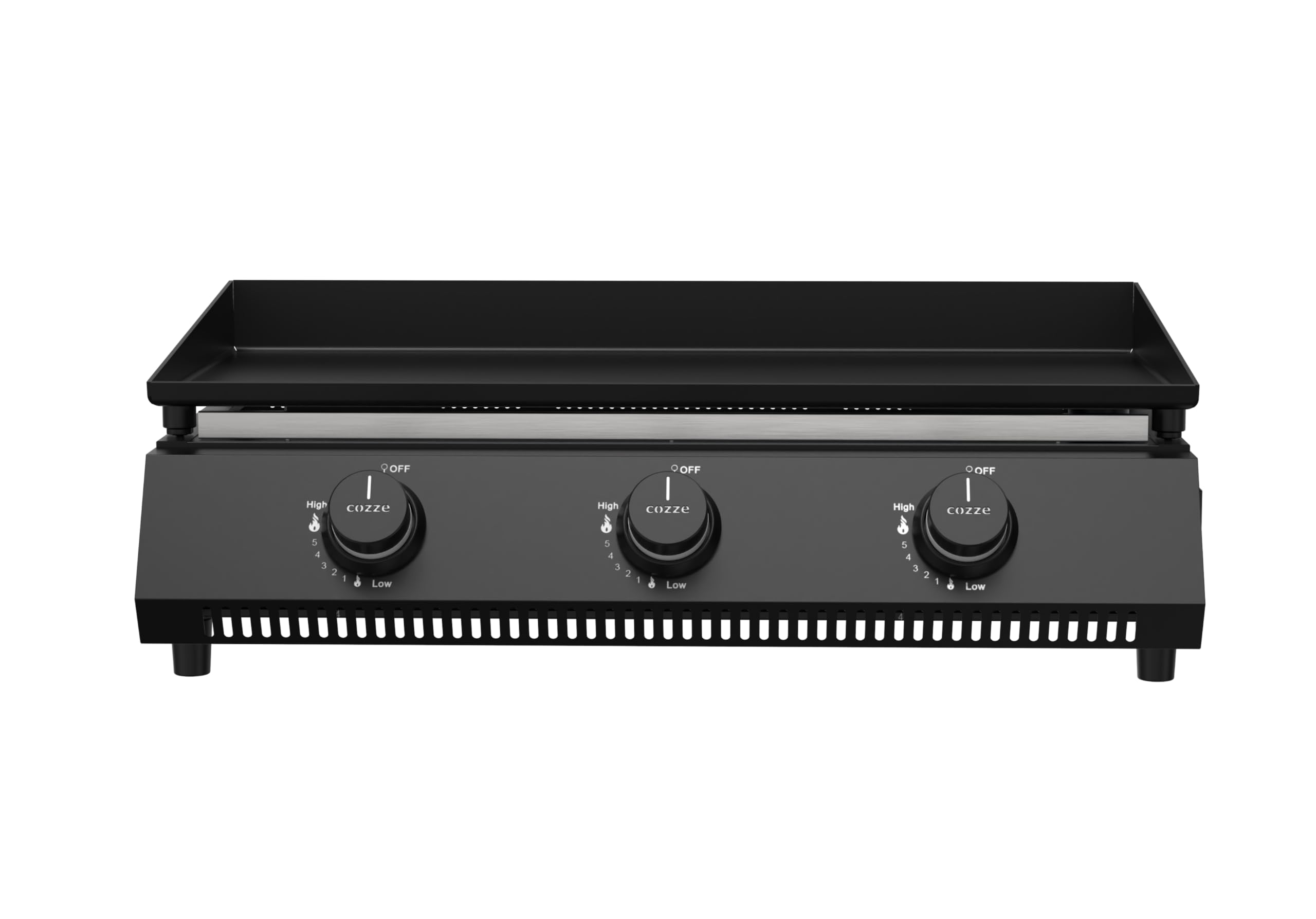 Cozze® G-700 Plancha Grill Tragbar mit 3 Brennern (50 mbar) - DE+AT inkl. Regler und Fettauffangbehälter | Kleiner Grill für Balkon Terrasse Garten | Mini Gasgrill für Zuhause Camping