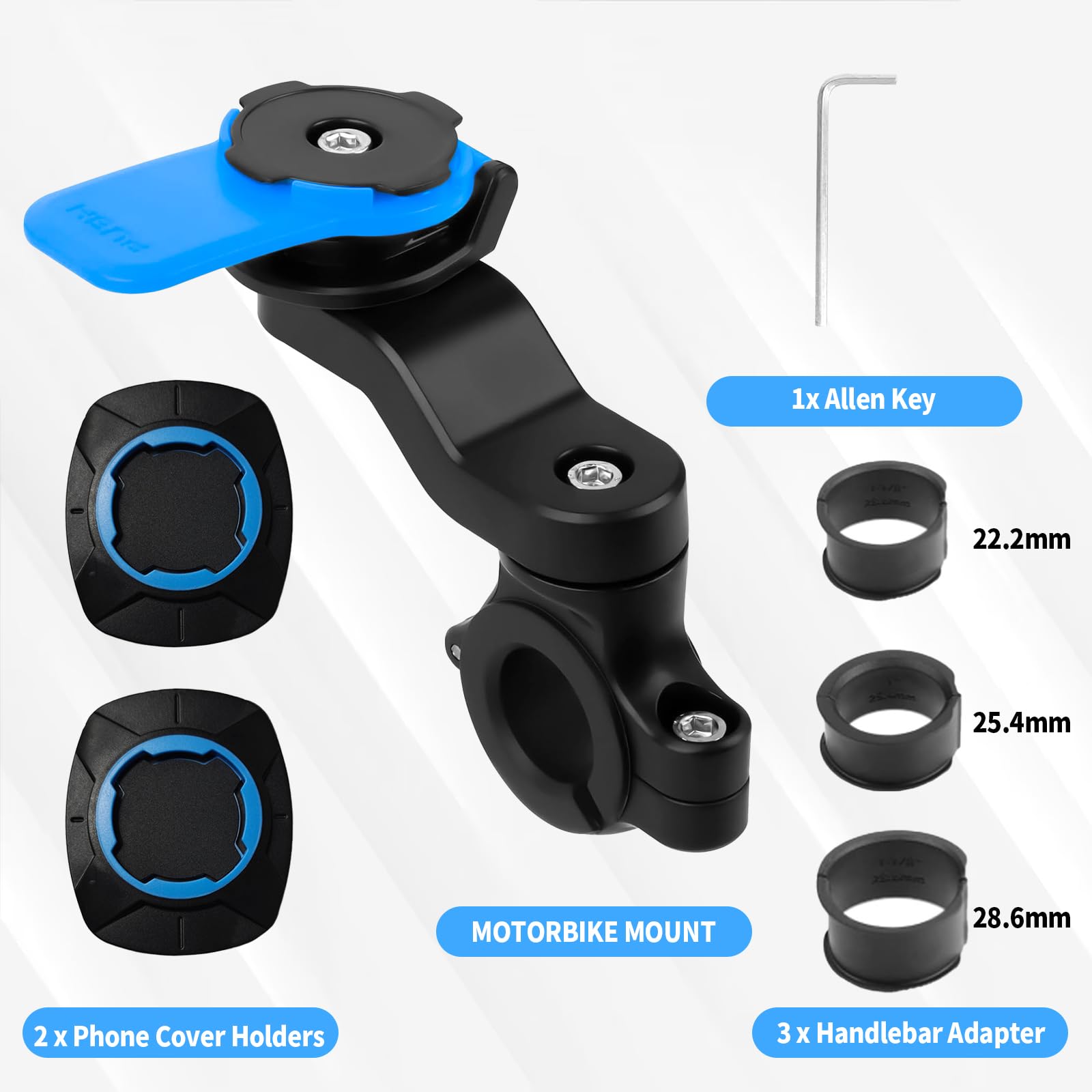 Blu Supporto Manubrio per Moto, Porta Cellulare Bici Universale Supporto per Bicicletta E Moto, Staccabile & Universale Ruotabile A 360, per Tapis Roulant, Carrello Della Spesa, Bicicletta Manubrio