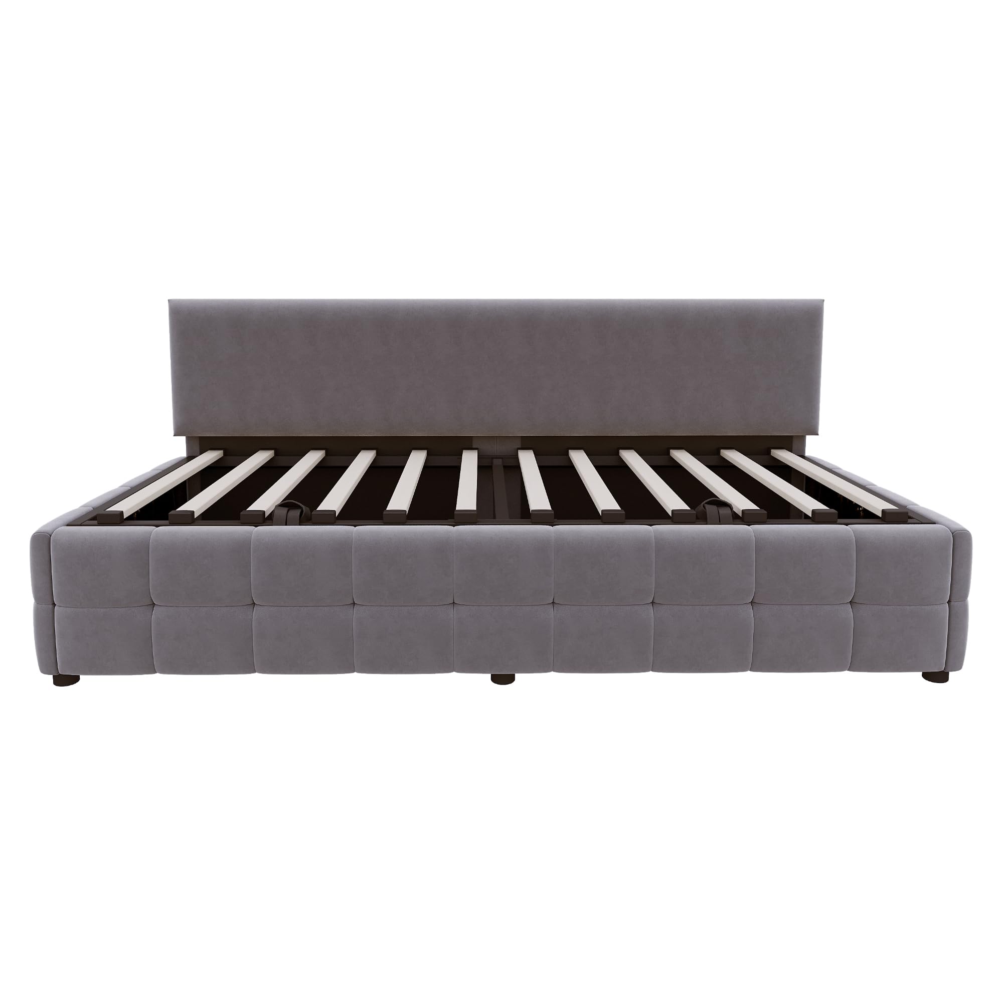 Divano Letto Imbottito 90X200cm con Contenitore Idraulico, Letto Singolo Tessuto in Velluto, Rete a Doghe, Mobili Imbottiti Sofa Bed per Soggiorno, Camera da letto o Ufficio, Grigio scuro