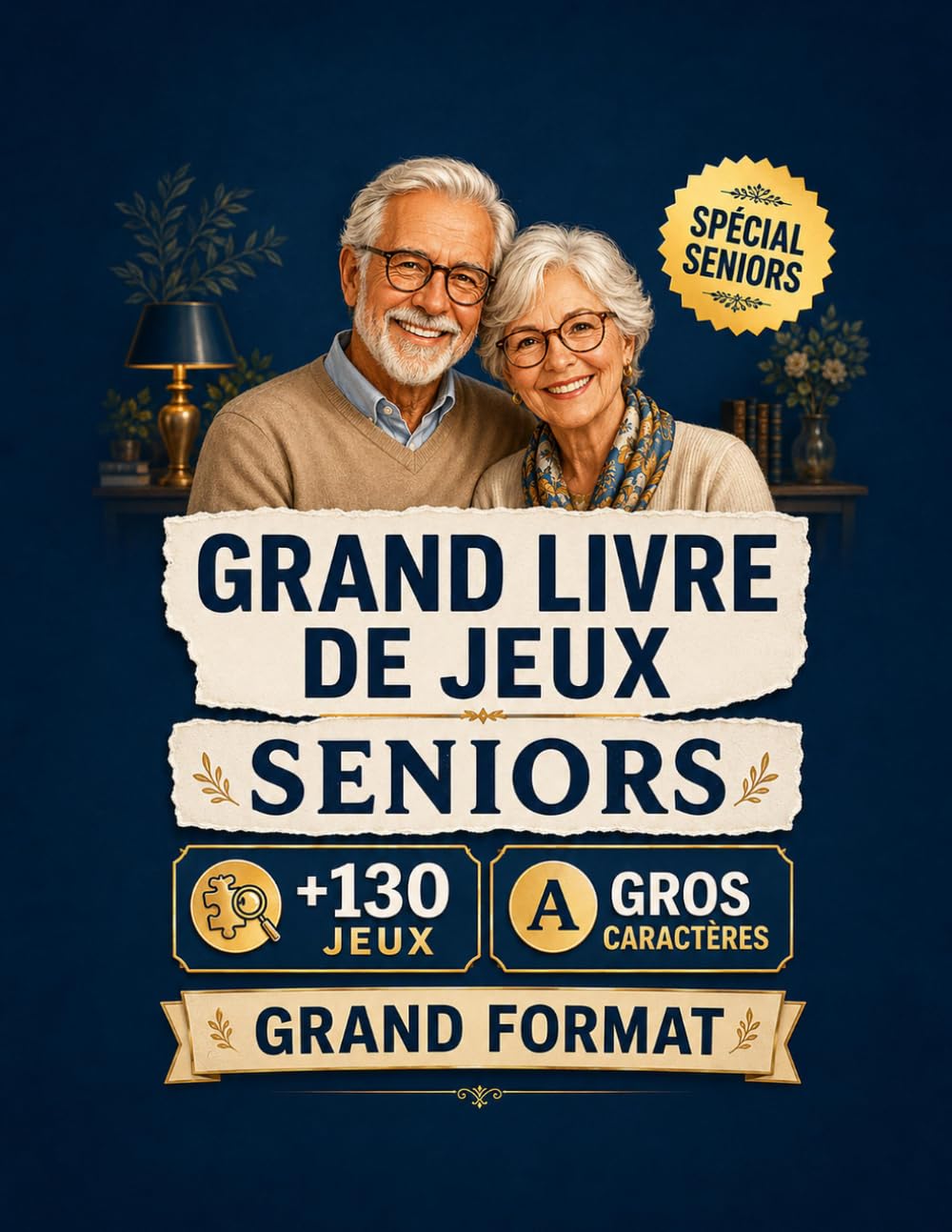 Grand Livre de Jeux pour Seniors: Gros Caractères : Mots Mêlés, Sudokus, Mots Croisés, Labyrinthes et Jeux de Mémoire. Plus de 130 Activités pour Stimuler le Cerveau. Grand Format, Solutions Incluses.