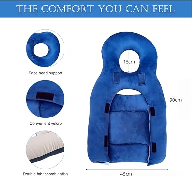 Reversible Face Down Pillow After Eye Surgery, for Use by Vitrectomy, Macular Hole and Retinal Detachment Patients During Recovery, with Height Adjustable Stand & 3 Chest Pads