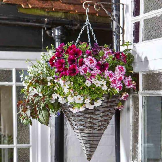 Garden Mile 14in Pinto Hanging Basket Outdoor Durable Pre Lined Flower Planter for Garden Decorations, Balcony, Patio - Weatherproof Plant Pot For Outdoor Hanging Decor (Flowers Not Included) โ image 1