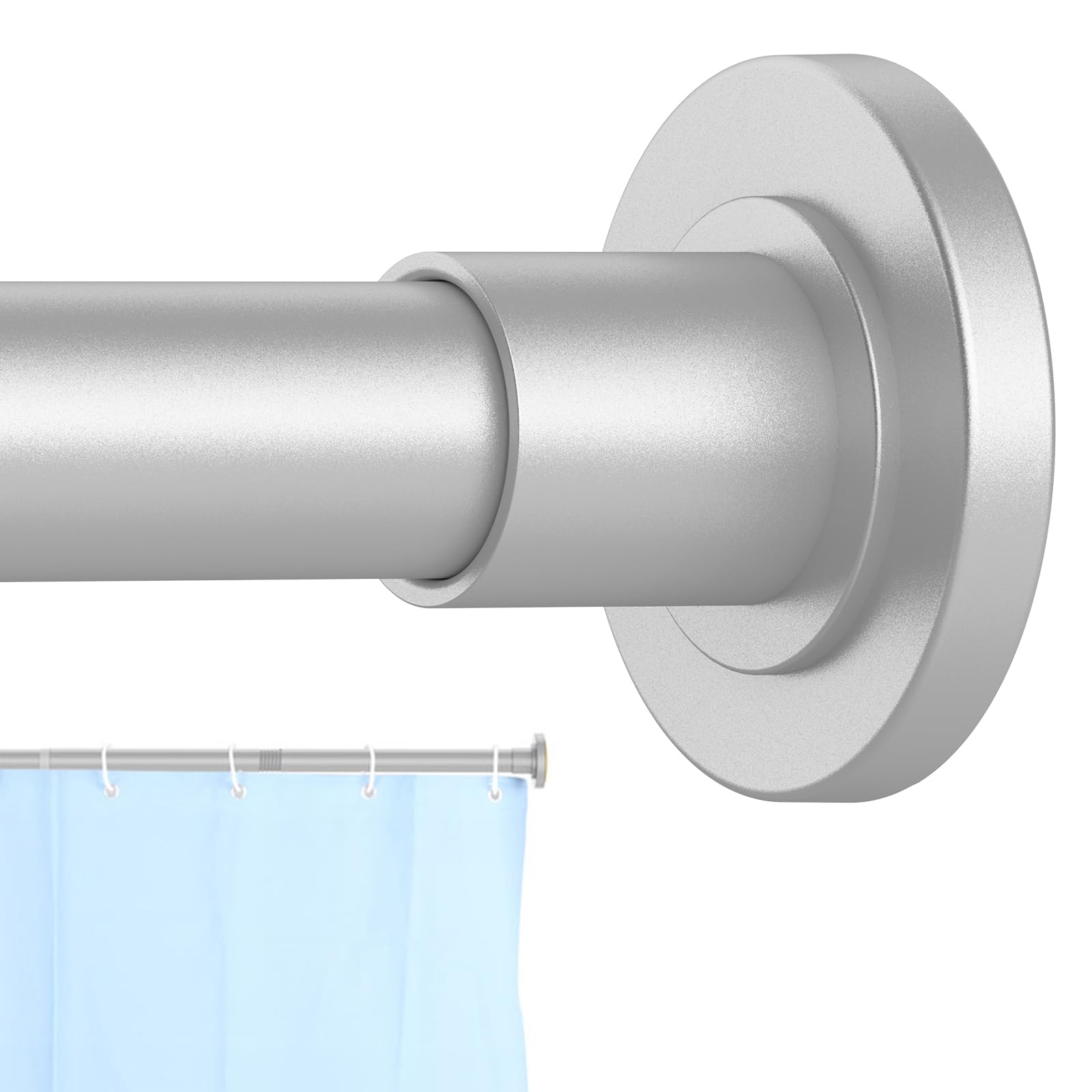CorkLatta Silver Shower Curtain Rod 31 to 68 Inch,1 Inch Diameter Adjustable Spring Tension Stainless Steel Telescoping Rod,Easy Install,No Rust