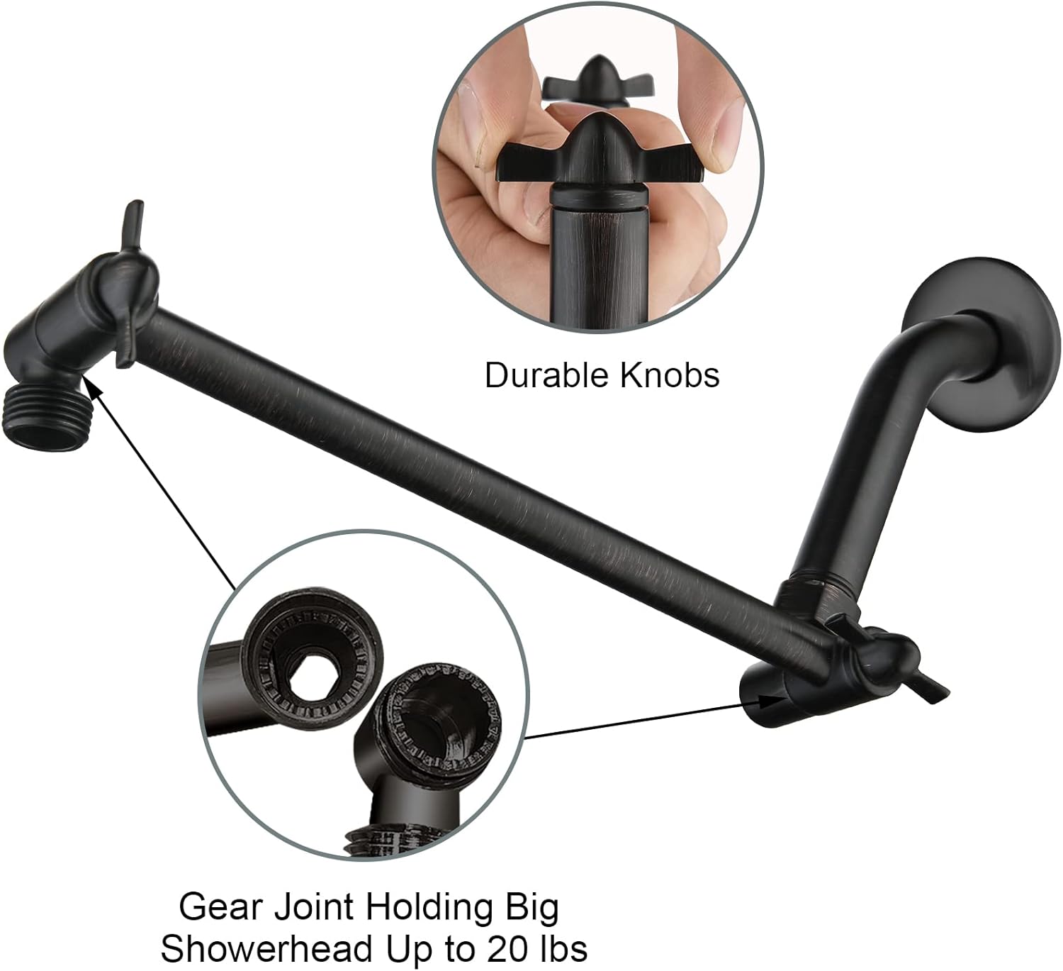 BRIGHT SHOWERS 10 Inch Shower Head Extension Arm with Shower Head Filter, Oil-Rubbed Bronze