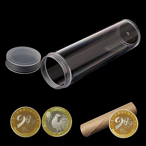 Miniatura 4 de Tubo de almacenamiento de plástico con tapa de rosca para monedas de 1.063 in, contenedor de almacenamiento de juntas, organizador de almacenamiento