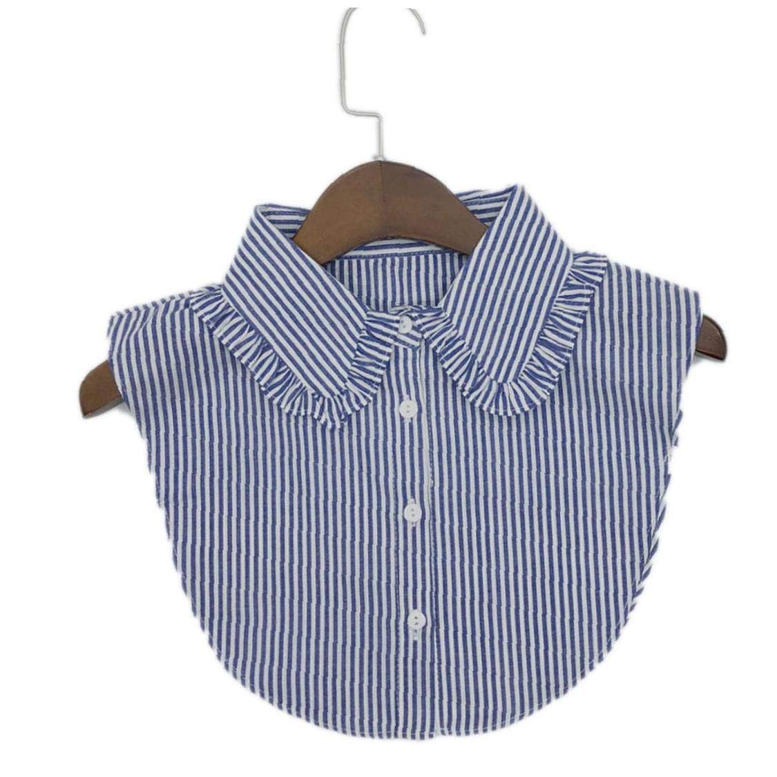 Hotaden Women Stripe Denim Lace Collar Shirt Fake Collar Tie Vintage Detachable Collar False Collar Lapel Blouse Top