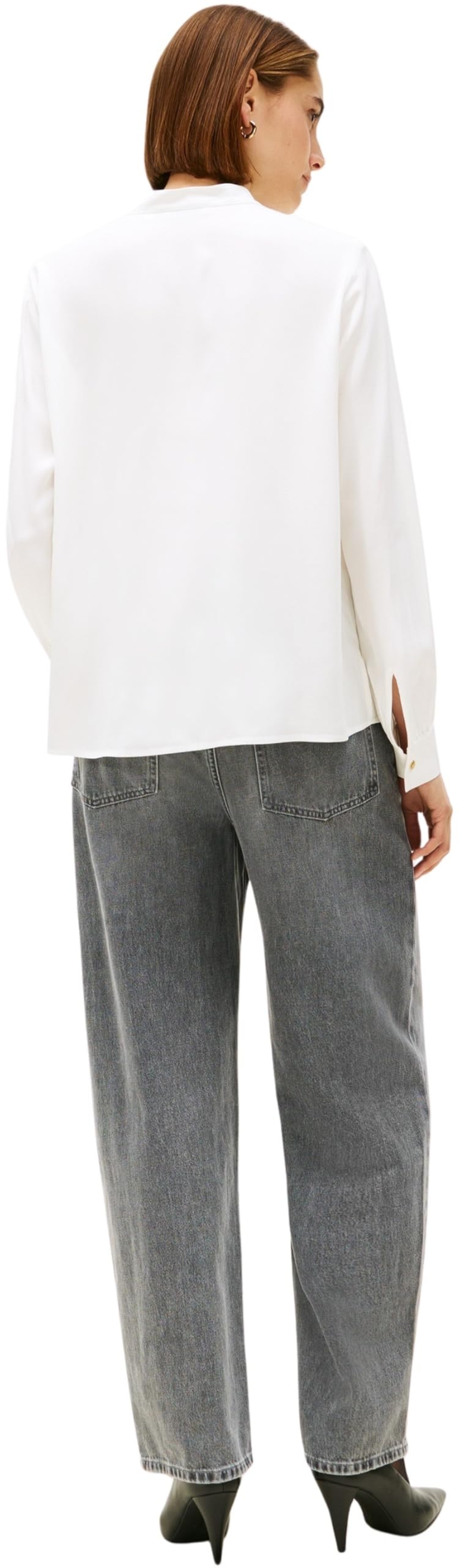 Tommy Hilfiger Bluzka damska VIS Twill V-NK WW0WW48178 L/S bluzki, biała (Ecru), 34, Biały (Ecru), 60