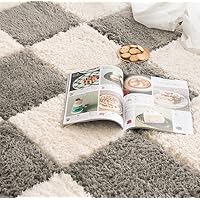 Lot De 12 Carrés Tapis Puzzle Mousse EVA - Peluche Douce, Antidérapant, Pour Chambre Salle De Jeux (bleu+gris)
